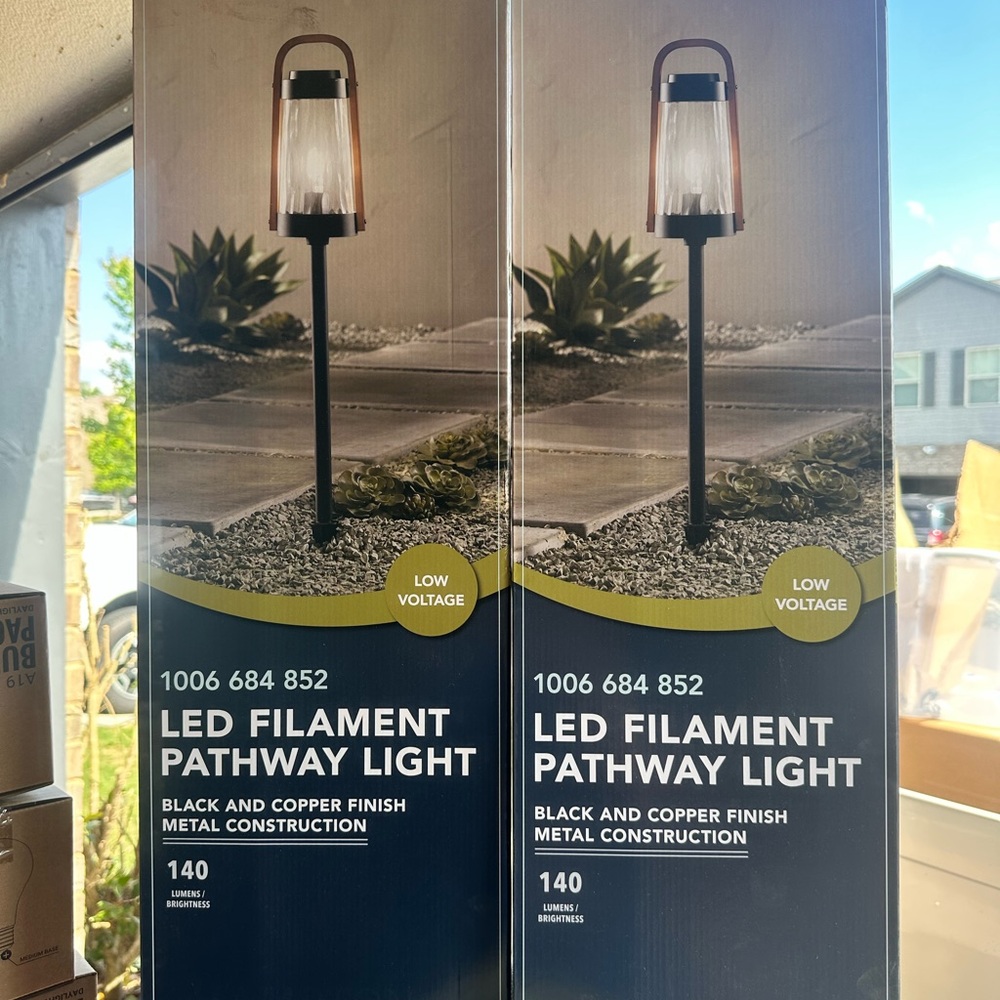 Set of 2: Hampton Bay Black/Copper Finish LED Path Light 1006684852